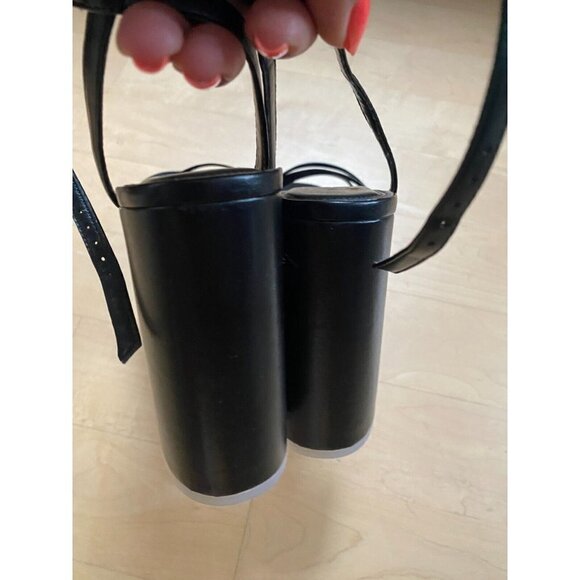 BLACK suede Studio "Emani" BNWT black strappy platform heels women NEW - Picture 4 of 10